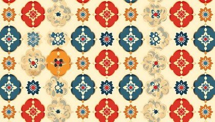 Colorful Floral Tile Pattern Background