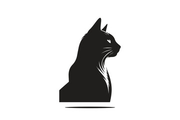 silhouette of cat in black and white