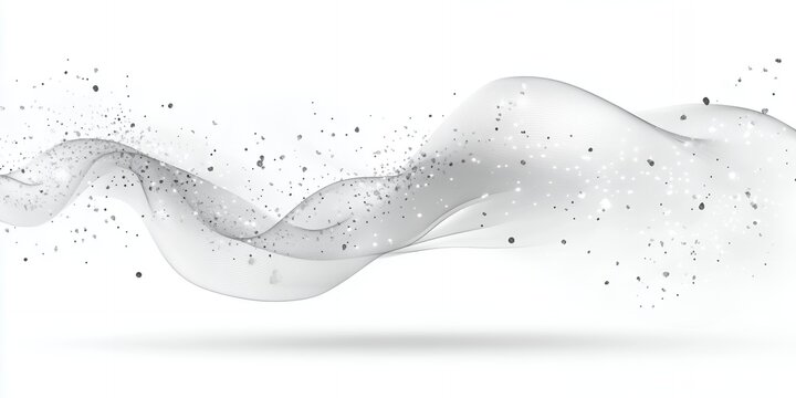 Elegant Silver Wave Abstract Background Design with Sparkling Glitter Particles