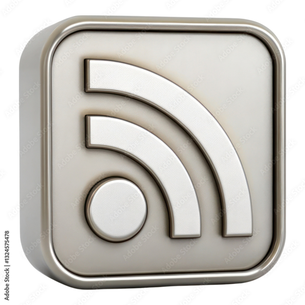 Aufkleber 3d rss feed icon representing web content syndication symbol, ideal for digital media