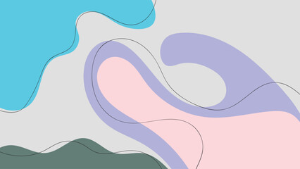ABSTRACT BACKGROUND HAND DRAWN ORGANIC SHAPES WITH LINES. FLAT COLOR DESIGN VECTOR TEMPLATE FOR WALLPAPER, COVER DESIGN