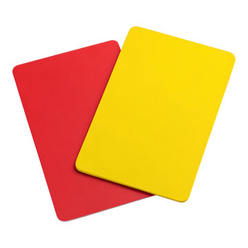 Red and yellow cards for soccer referees, symbolizing penalties and fouls