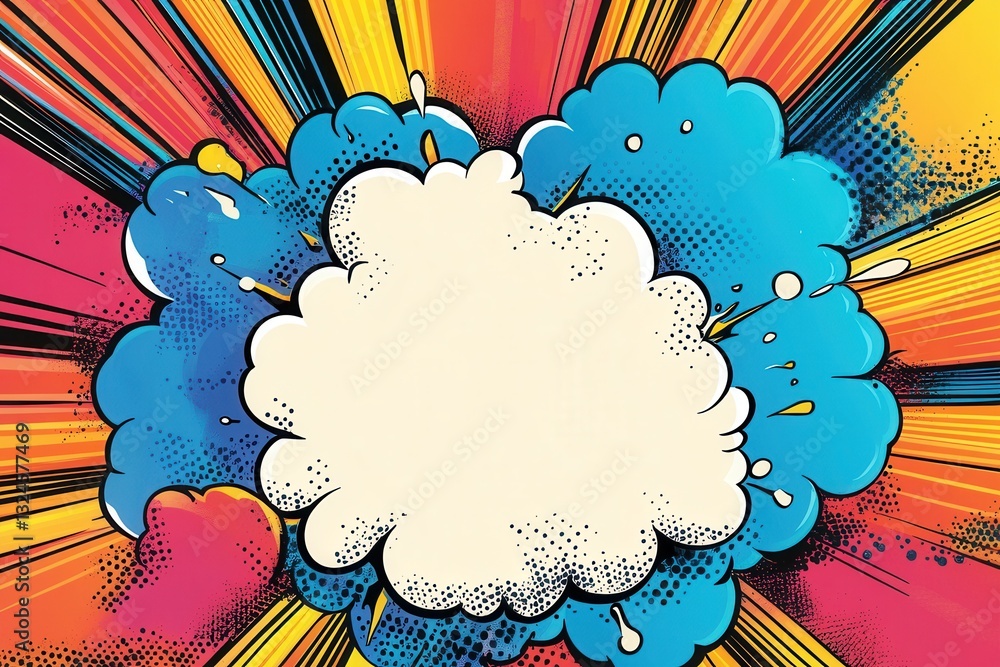 Aufkleber dynamic comic book background filled with vibrant colors and explosive action lines, ideal for creat
