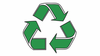 Obraz premium Green recycling symbol with three arrows in a triangular loop