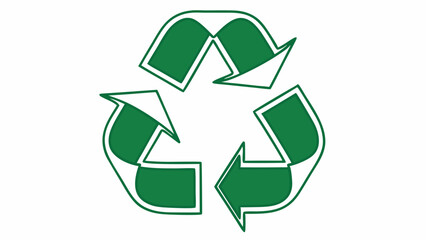 Fototapeta premium Green recycling symbol with three arrows in a triangular loop