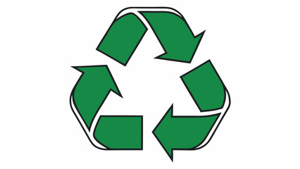 Obraz premium Green recycling symbol with three arrows in a triangular loop