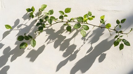 Sunlight paints shadows on a climbing rose vine.