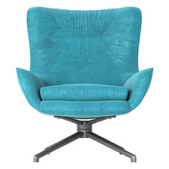 Comfortable teal armchair with swivel base, perfect for modern living rooms or waiting areas