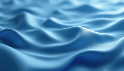 Obraz premium Abstract blue fluid background. Wavy silk texture, smooth liquid flow, calm design element. Minimal blurred surreal ripple pattern. Soft gradient. Digital artwork. Serene motion for elegant wallpaper.