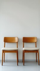 Minimalist Wooden Chairs Against a Beige Wall in a Modern Indoor Space