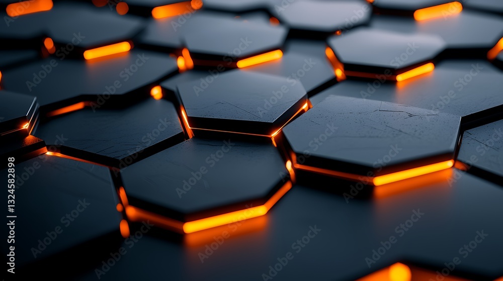 Poster Glowing Hexagon Pattern Abstract Background
