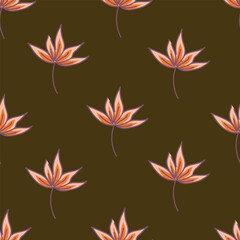 Exotic hand drawn flowers, seamless patterns with floral for fabric, textiles, clothing, wrapping paper, cover, banner, home decor, abstract backgrounds. Vector illustration.