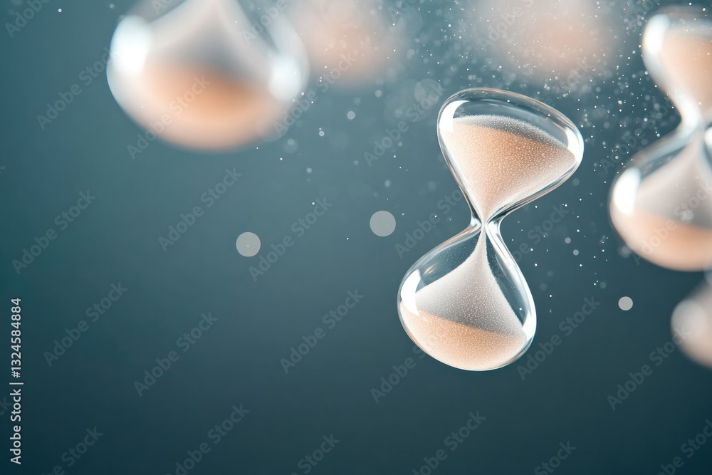 Aufkleber surreal image of floating hourglass silhouettes blending into glowing light trails symbolizing flow 