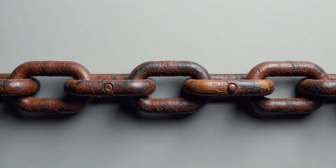 Obraz premium A Close-Up View of a Rusted Metal Chain's Interlocking Links, Showing Texture and Detail