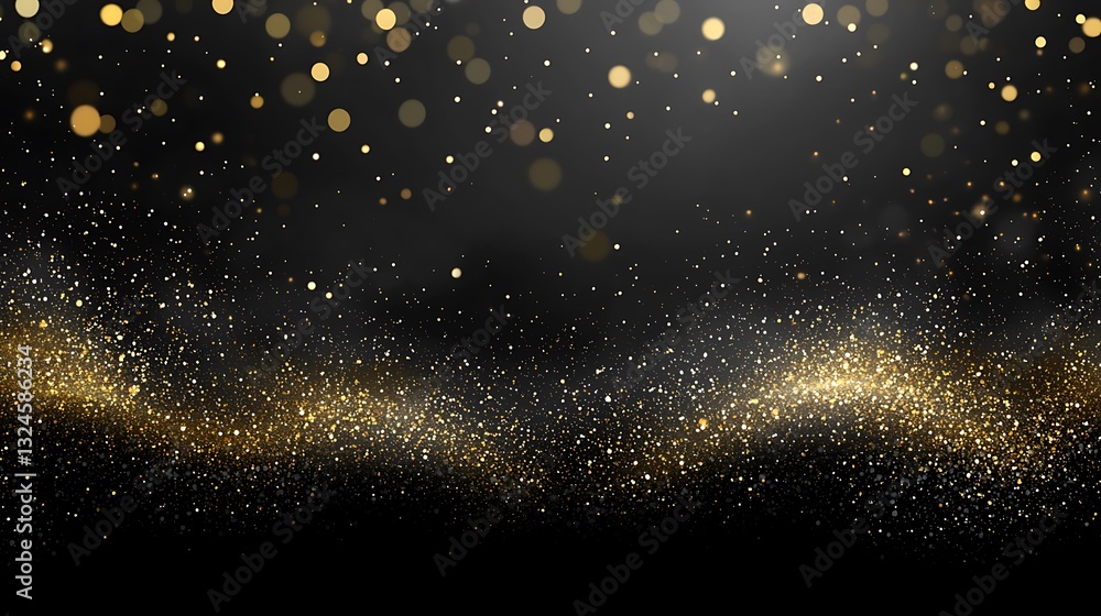 Poster golden glitter background abstract shimmering particles design