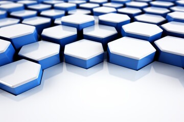 Abstract 3D Background with Blue and White Hexagons, Modern Minimalist Design Element.