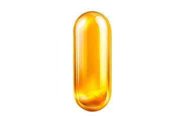yellow pill capsule isolated on on a transparent background