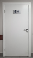 the door of a modern toilet in a public place with convenient and understandable designations