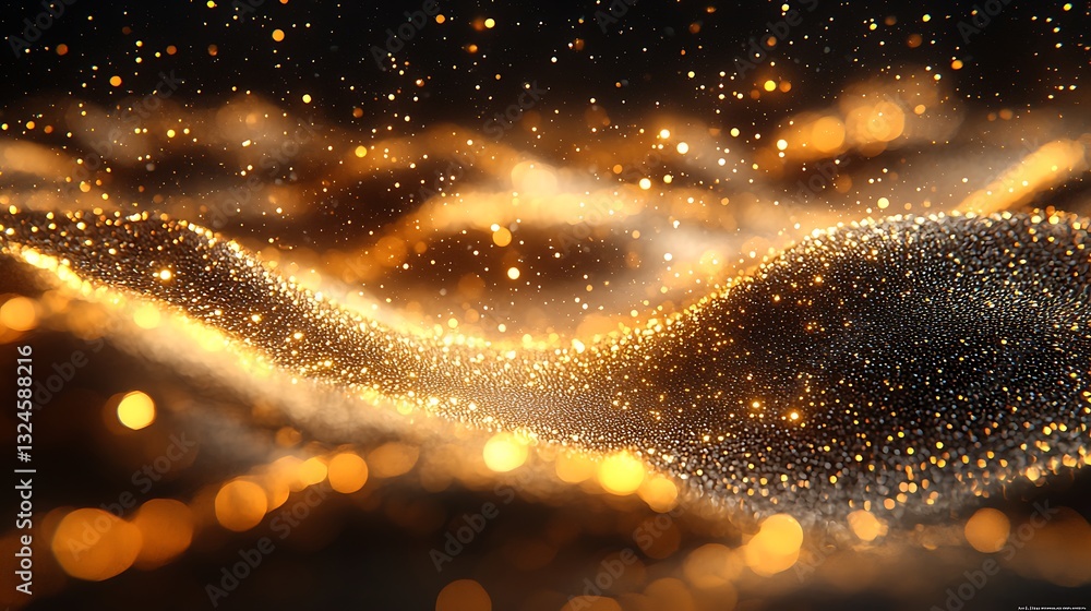 Poster Golden Particle Flow Abstract Background