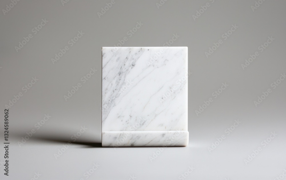 Poster white marble square block on gray background