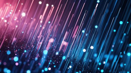 Abstract digital lines, vibrant colors, glowing dots