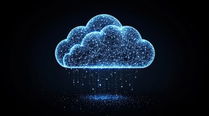A digital cloud with glowing particles showcasing modern technology and connectivity.