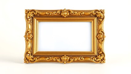 Прямоугольная золотая фоторамка с изысканным узором и изящной текстурой.