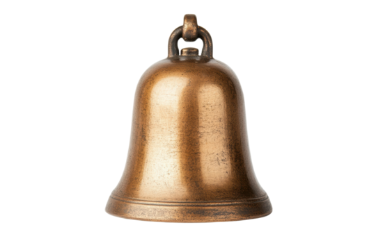 Classic brass bell with polished finish, cut out