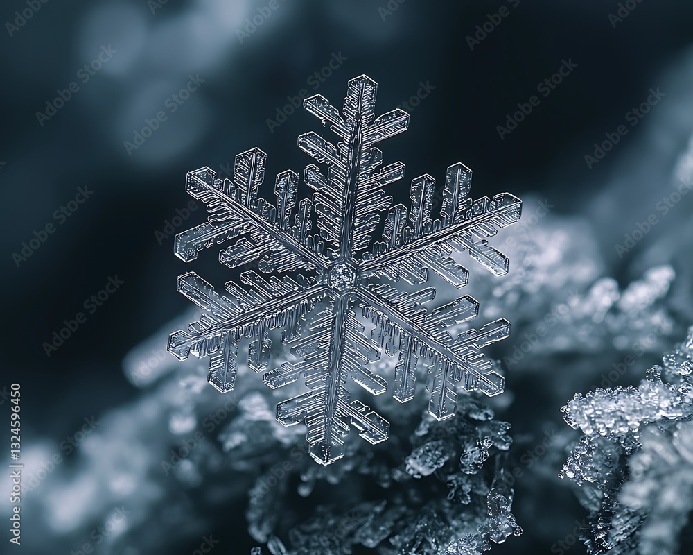 Poster Intricate Snowflake Macro Photography