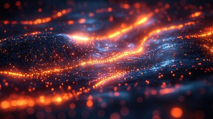 Abstract Glowing Particle Wave Background