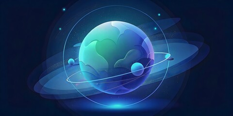 Fototapeta premium Stunning Celestial Sphere Vibrant Cosmic Journey Planets Orbiting Universe