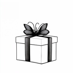 Elegant Black and White Gift with Butterfly Bow