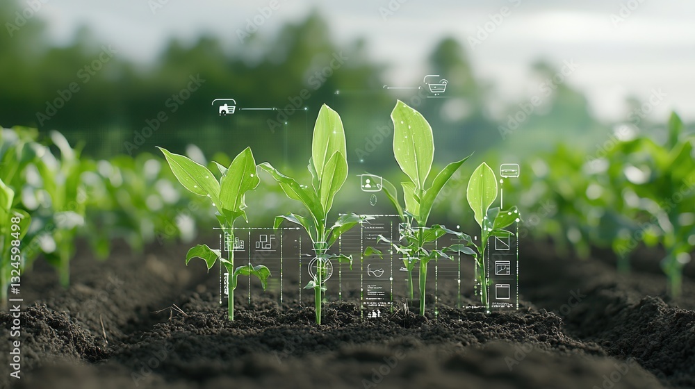 Poster this futuristic and highly advanced smart farming visualization showcases the use of cutting edge te