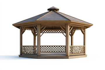 Elegant wooden gazebo in a serene outdoor setting inviting relaxation and gatherings isolated on transparent background