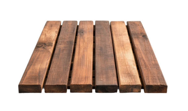Wooden planks arranged in parallel for crafting, cut out