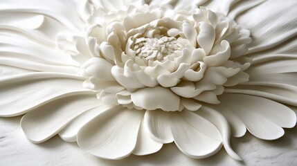 White floral wall relief, studio shot, textured background, home decor