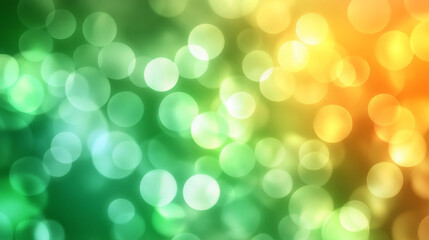 Obraz premium A mesmerizing abstract background of softly blurred light circles in hues of green, yellow, and orange, offering the perfect space for text placement