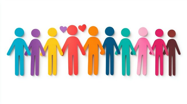 A colorful representation of paper dolls symbolizing unity and friendship.