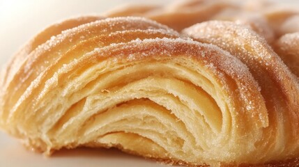 Close-up of sugared braided pastry