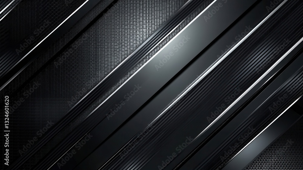 Aufkleber Dynamic metallic background with sleek diagonal lines in silver and black, perfect for modern design or industrial themes