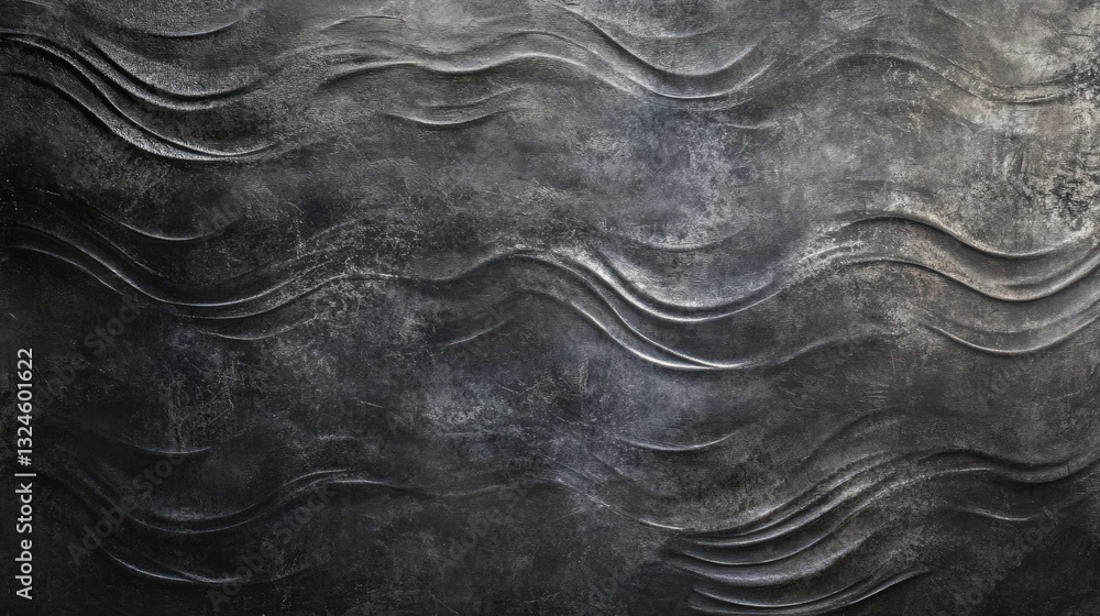 Poster dark gray textured background with wave pattern abstract design metal surface