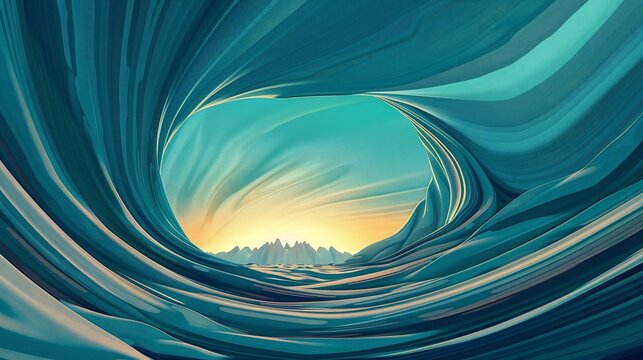 an optimistic abstract design of upward teal arcs