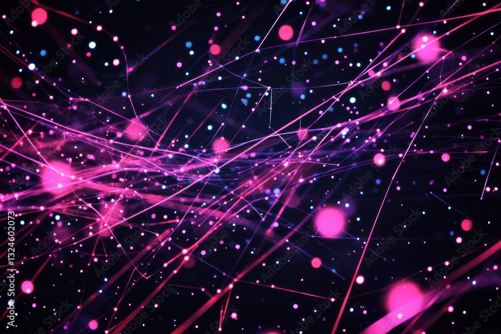 Poster Abstract glowing lines and particles create a vibrant and dynamic background for digital designs and presentations, Abstract Lines Particles Background Glowing Lines Glitter Particles And Dark