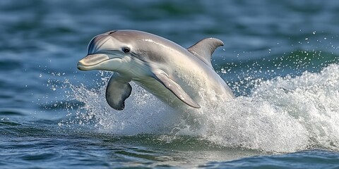 Playful Dolphin Leaps from Ocean Waves Splashing Water Wildlife Nature