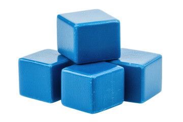 Fototapeta premium Four blue cubes stacked for learning, cut out