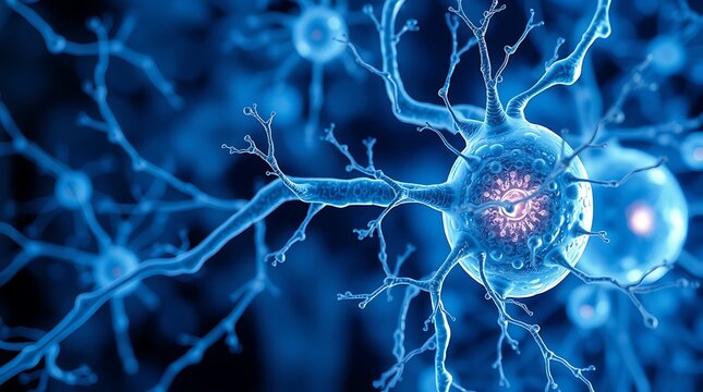 Electric blue fusion of DNA brain and spider in a fractal energy field - Powered by Adobe