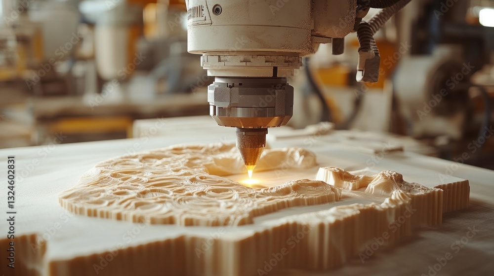 Poster precision crafting: automated cnc router carving complex design in wood