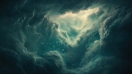 Fototapeta premium Cosmic clouds swirling, light breaking through