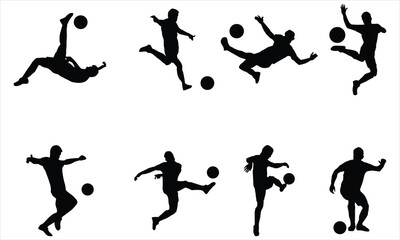  set of vector set of football, soccer players on a white background