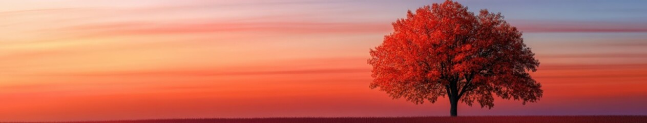 Fototapeta premium Vibrant sunset over autumn tree